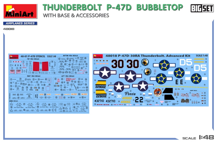 [ܼ] BE48018 [Miniart] BE48018 1/48 Thunderbolt P-47D Bubbletop w/Base & Accessories. Big Set