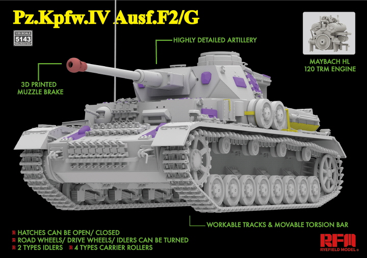 [���ܼ�] CRM5143 [RFM] CRM5143 1/35 Pz.Kpfw.IV Ausf.F2/G w/Engine & workable tracks