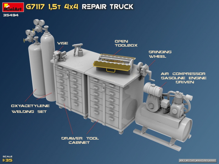 [ܼ] BE35494 [Miniart] BE35494 1/35 G7117 1.5t 4x4 Repair Truck