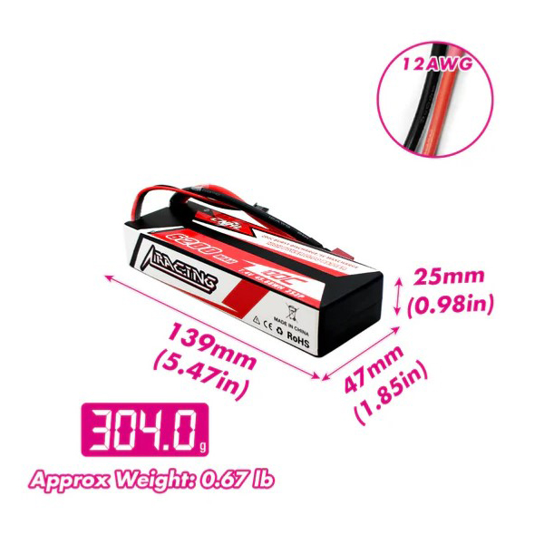 [ܼ] HC6201002XT60 [CNHL] [HC6201002XT60] Racing 6200mAh 7.4V 2S 100C LIPO Battery 輱