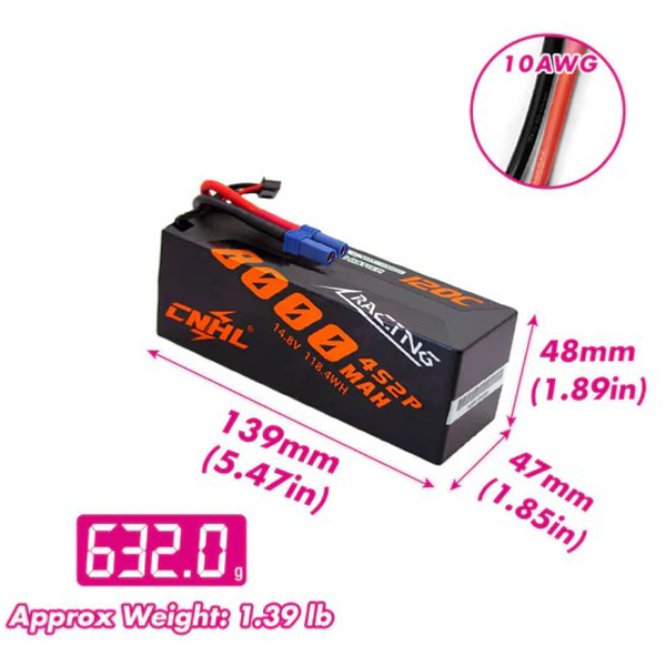 [ܼ] HC8001204XT60 [CNHL] [HC8001204XT60] Racing 8000mAh 14.8V 4S 120C LIPO Battery 