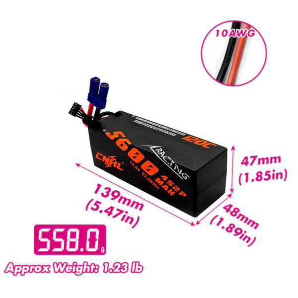 [ܼ] HC5601204XT60 [CNHL] [HC5601204XT60] Racing 5600mAh 14.8V 4S 120C LIPO Battery 