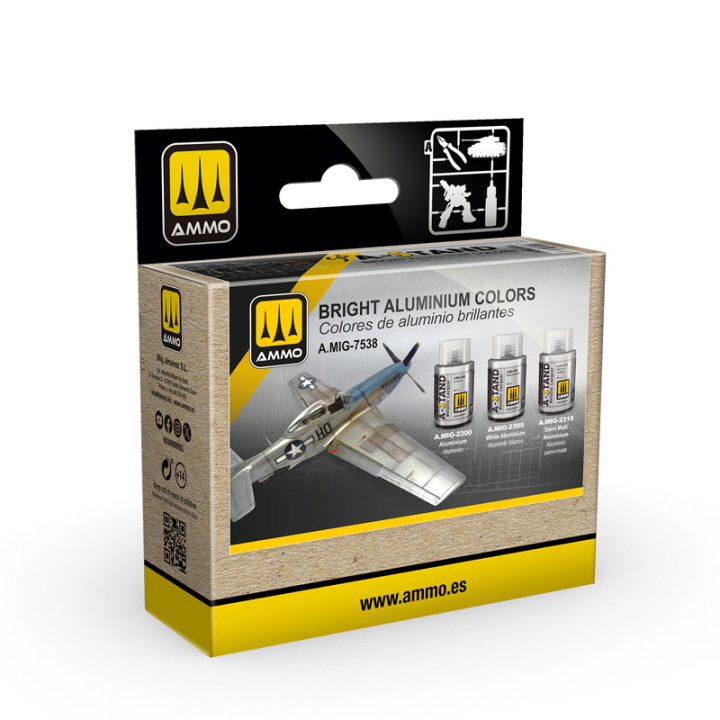 [ܼ] CG7538 [MIG AMMO] CG7538 A-STAND Bright Aluminium Colors Set