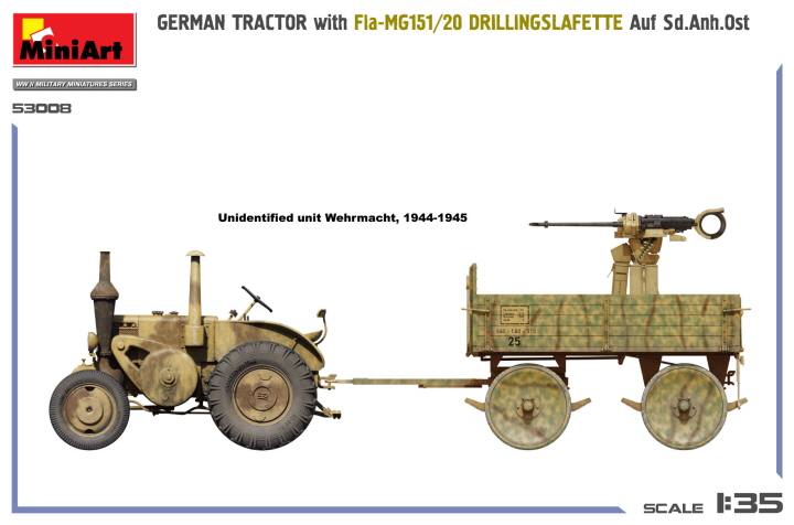 [���ܼ�] BE53008 [Miniart] BE53008 1/35 German Tractor with Fla-MG151/20 DRILLINGSLAFETTE Auf Sd.Anh.Ost