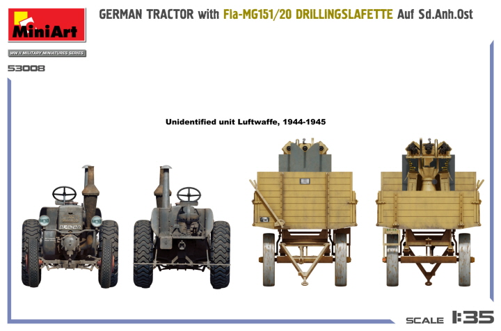 [���ܼ�] BE53008 [Miniart] BE53008 1/35 German Tractor with Fla-MG151/20 DRILLINGSLAFETTE Auf Sd.Anh.Ost