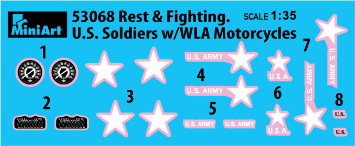 [���ܼ�] BE53068 [Miniart] BE53068 1/35 Rest & Fighting. U.S. Soldiers w/WLA MOTORCYCLES