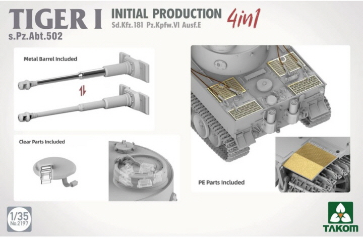 [���ܼ�] BT2197 [Takom] BT2197 1/35 TIGER I INITIAL PRODUCTION 4 in 1-Sd.Kfz.181 Pz.Kpfw.VI Ausf.E