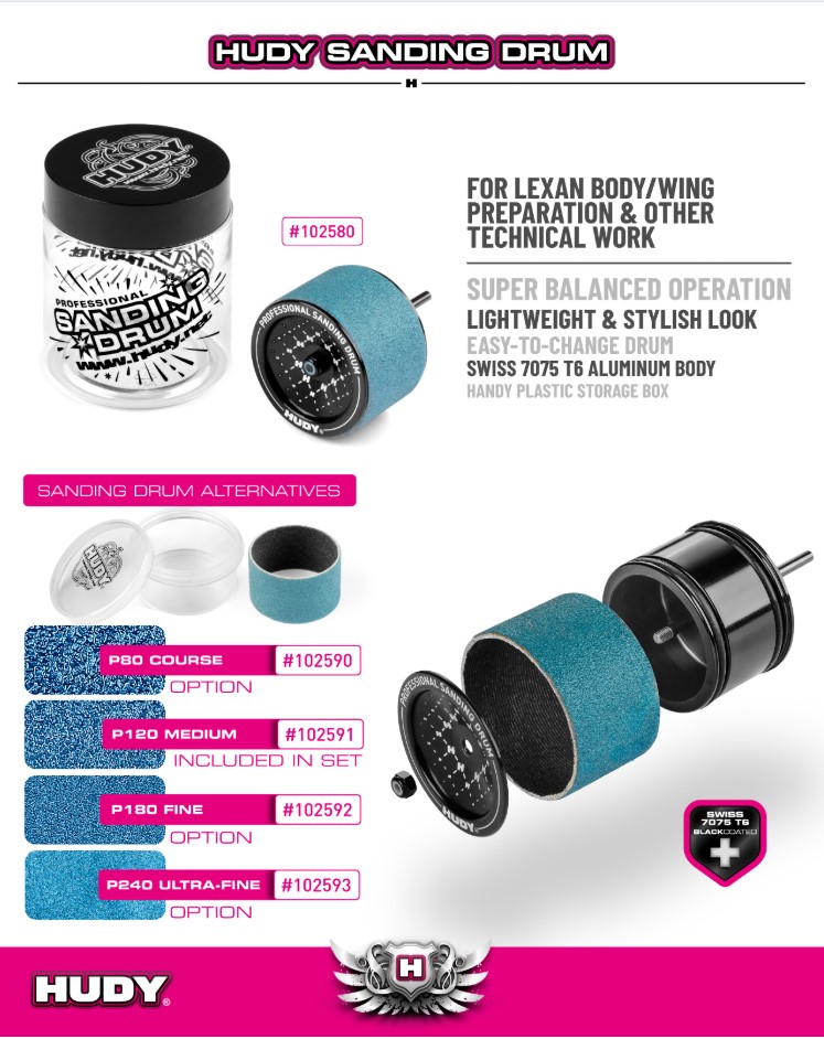 [���ܼ�] 102580 [HUDY] [102580] Professional Aluminum Sanding Drum w/ P120 Grain Medium