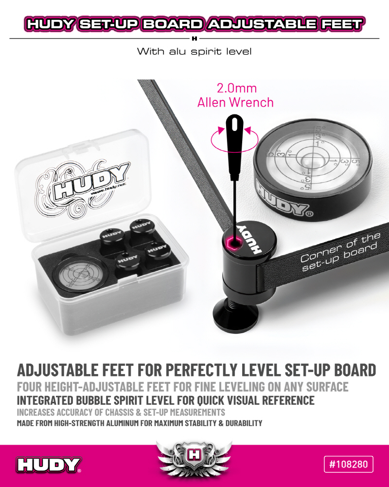 [���ܼ�] 108280 [HUDY] 108280 10mm Set-up Board Spirit Level & Adjustable Feet (4)