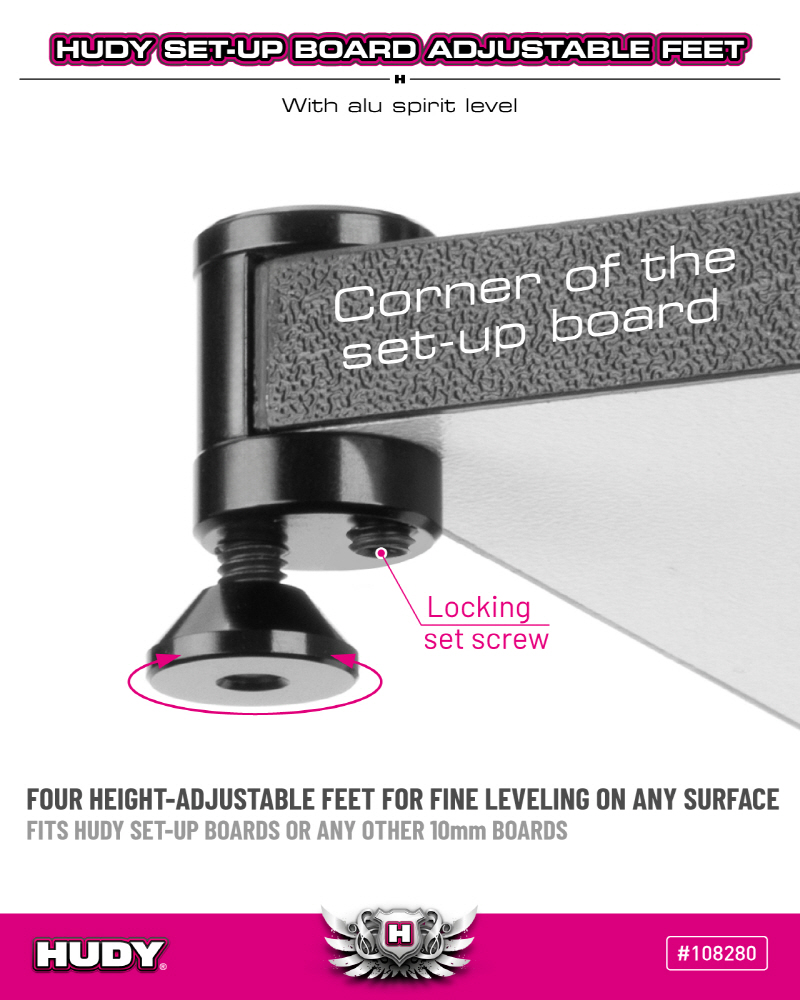 [���ܼ�] 108280 [HUDY] 108280 10mm Set-up Board Spirit Level & Adjustable Feet (4)