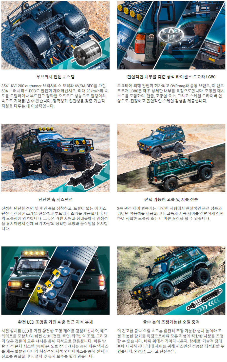 [���ܼ�] FMS11042RSGN-BL [ROC HOBBY] FMS 1:10 FCX10 OVR LC80 RS Brushless ���Ÿ ����ũ���� �귯�ø��� ����