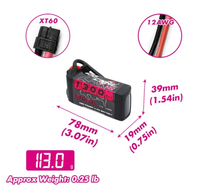 [���ܼ�] S1301303BK [CNHL] Racing 11.1V 3S 1300mAh 130C LIPO Battery (3�� �������͸�/XT60 Ŀ����)